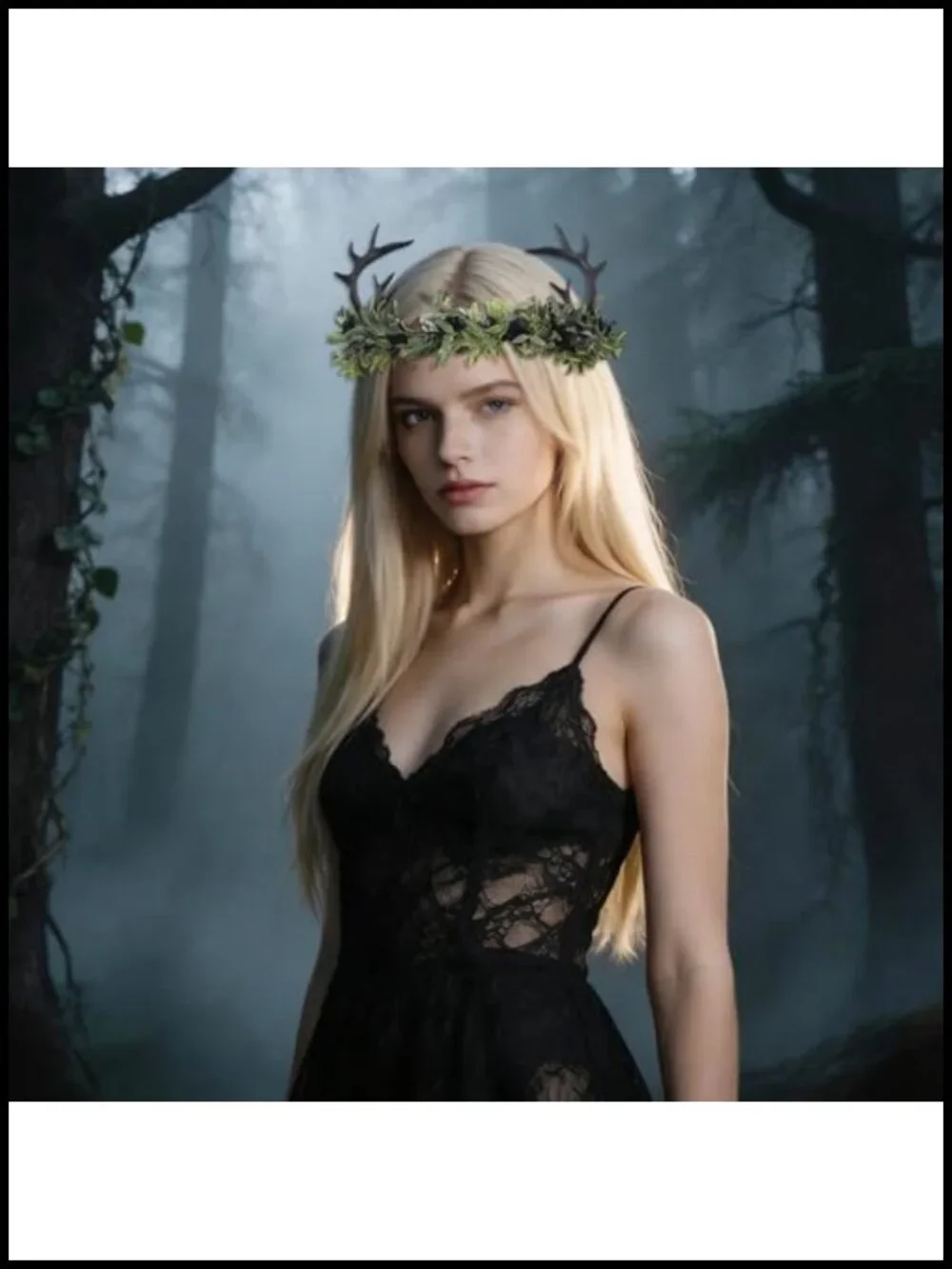Handmade Fairy Antler Crown Headpiece with Adjustable Ribbon
